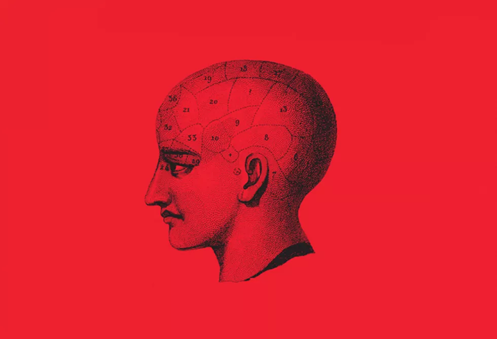 Image rouge avec le dessin d&#039;une tête